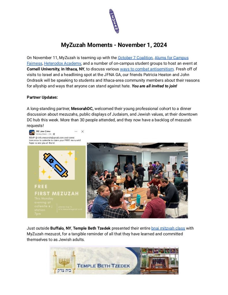 thumbnail of MyZuzah Moments – November 1, 2024